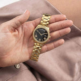 Buy Shop Guess Luna Diamonds Black Dial Gold Steel Strap Watch for Women - GW0307L2 USA Online