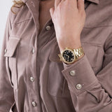 Buy Shop Guess Luna Diamonds Black Dial Gold Steel Strap Watch for Women - GW0307L2 USA Online
