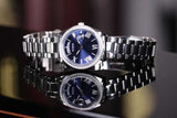 Buy Shop Guess Luna Diamonds Blue Dial Silver Steel Strap Watch for Women - GW0307L1 USA Online