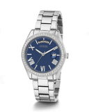 Buy Shop Guess Luna Diamonds Blue Dial Silver Steel Strap Watch for Women - GW0307L1 USA Online