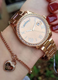 Buy Shop Guess Luna Diamonds Rose Gold Dial Rose Gold Steel Strap Watch for Women - GW0307L3 USA Online