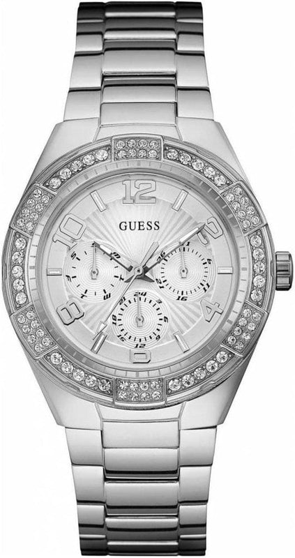 Buy Shop Guess Luna Diamonds Silver Dial Silver Steel Strap Watch for Women - W0729L1 USA Online