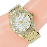 Buy Shop Guess Luna Diamonds White Dial Gold Steel Strap Watch for Women - W0729L2 USA Online
