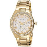 Buy Shop Guess Luna Diamonds White Dial Gold Steel Strap Watch for Women - W0729L2 USA Online