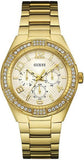 Buy Shop Guess Luna Diamonds White Dial Gold Steel Strap Watch for Women - W0729L2 USA Online