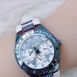 Buy Shop Guess Luna Diamonds White Dial White Rubber Strap Watch for Women - W0653L2 USA Online
