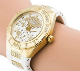 Buy Shop Guess Luna Diamonds White Dial White Rubber Strap Watch for Women - W0653L3 USA Online