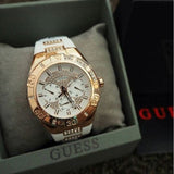 Buy Shop Guess Luna Diamonds White Dial White Rubber Strap Watch for Women - W0653L3 USA Online