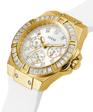 Buy Shop Guess Luna Diamonds White Dial White Rubber Strap Watch for Women - W0653L3 USA Online