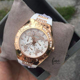 Buy Shop Guess Luna Diamonds White Dial White Rubber Strap Watch for Women - W0653L4 USA Online