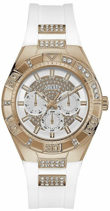 Buy Shop Guess Luna Diamonds White Dial White Rubber Strap Watch for Women - W0653L4 USA Online