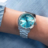 Buy Shop Guess Luna Quartz Blue Dial Silver Steel Strap Watch For Women - GW0308L4 USA Online