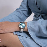 Buy Shop Guess Luna Quartz Blue Dial Silver Steel Strap Watch For Women - GW0308L4 USA Online