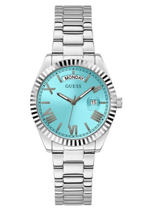 Buy Shop Guess Luna Quartz Blue Dial Silver Steel Strap Watch For Women - GW0308L4 USA Online