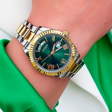 Buy Shop Guess Luna Quartz Green Dial Two Tone Steel Strap Watch For Women - GW0308L5 USA Online
