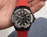 Buy Shop Guess Mainline Multifunction Crystals Black Dial Red Silicone Strap Watch For Men - GW0208G6 USA Online