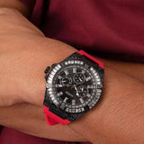Buy Shop Guess Mainline Multifunction Crystals Black Dial Red Silicone Strap Watch For Men - GW0208G6 USA Online