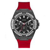 Buy Shop Guess Mainline Multifunction Crystals Black Dial Red Silicone Strap Watch For Men - GW0208G6 USA Online