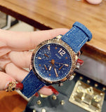 Buy Shop Guess Marina Chronograph Blue Dial Blue Denim Strap Watch For Women - W1057L1 USA Online