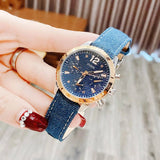 Buy Shop Guess Marina Chronograph Blue Dial Blue Denim Strap Watch For Women - W1057L1 USA Online