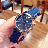 Buy Shop Guess Marina Chronograph Blue Dial Blue Denim Strap Watch For Women - W1057L1 USA Online