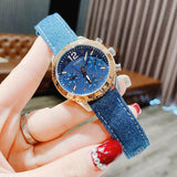 Buy Shop Guess Marina Chronograph Blue Dial Blue Denim Strap Watch For Women - W1057L1 USA Online