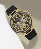 Buy Shop Guess Matrix Multifunction Gold Dial Black Rubber Strap Watch For Men - GW0423G2 USA Online
