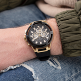 Buy Shop Guess Matrix Multifunction Gold Dial Black Rubber Strap Watch For Men - GW0423G2 USA Online