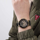 Buy Shop Guess Matrix Multifunction Gold Dial Black Rubber Strap Watch For Men - GW0423G2 USA Online
