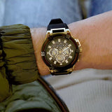 Buy Shop Guess Matrix Multifunction Gold Dial Black Rubber Strap Watch For Men - GW0423G2 USA Online