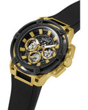 Buy Shop Guess Matrix Multifunction Gold Dial Black Rubber Strap Watch For Men - GW0423G2 USA Online