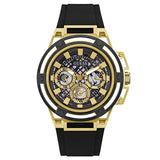 Buy Shop Guess Matrix Multifunction Gold Dial Black Rubber Strap Watch For Men - GW0423G2 USA Online