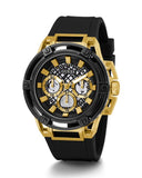Buy Shop Guess Matrix Multifunction Gold Dial Black Rubber Strap Watch For Men - GW0423G2 USA Online