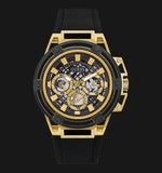 Buy Shop Guess Matrix Multifunction Gold Dial Black Rubber Strap Watch For Men - GW0423G2 USA Online