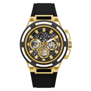 Buy Shop Guess Matrix Multifunction Gold Dial Black Rubber Strap Watch For Men - GW0423G2 USA Online