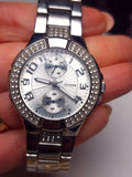 Buy Shop Guess Mini Prism Diamonds Silver Dial Silver Steel Strap Watch for Women - W12638L1 USA Online