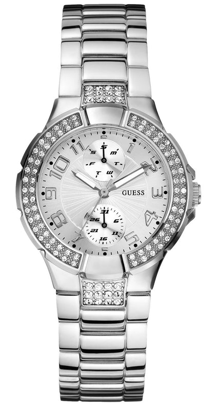 Buy Shop Guess Mini Prism Diamonds Silver Dial Silver Steel Strap Watch for Women - W12638L1 USA Online