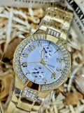 Buy Shop Guess Mini Prism Diamonds White Dial Gold Steel Strap Watch for Women - W15072L1 USA Online
