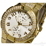 Buy Shop Guess Mini Prism Diamonds White Dial Gold Steel Strap Watch for Women - W15072L1 USA Online
