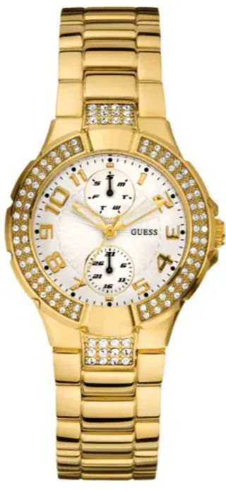 Buy Shop Guess Mini Prism Diamonds White Dial Gold Steel Strap Watch for Women - W15072L1 USA Online