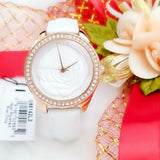 Buy Shop Guess Mini Rose Diamonds White Dial White Leather Strap Watch For Women - U85142l3 USA Online