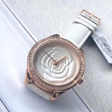 Buy Shop Guess Mini Rose Diamonds White Dial White Leather Strap Watch For Women - U85142l3 USA Online