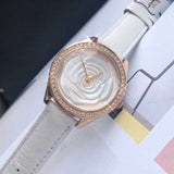 Buy Shop Guess Mini Rose Diamonds White Dial White Leather Strap Watch For Women - U85142l3 USA Online