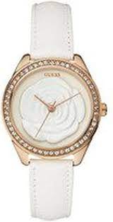 Buy Shop Guess Mini Rose Diamonds White Dial White Leather Strap Watch For Women - U85142l3 USA Online