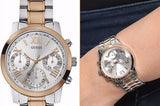 Buy Shop Guess Mini Sunrise Analog Silver Dial Two Tone Steel Strap Watch For Women - W0448L4 USA Online