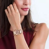 Buy Shop Guess Mini Sunrise Chronograph Quartz Rose Gold Dial Rose Gold Steel Strap Watch For Women - W0448L3 USA Online