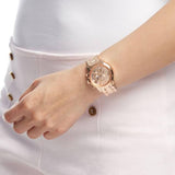 Buy Shop Guess Mini Sunrise Chronograph Quartz Rose Gold Dial Rose Gold Steel Strap Watch For Women - W0448L3 USA Online