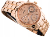 Buy Shop Guess Mini Sunrise Chronograph Quartz Rose Gold Dial Rose Gold Steel Strap Watch For Women - W0448L3 USA Online