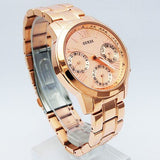 Buy Shop Guess Mini Sunrise Chronograph Quartz Rose Gold Dial Rose Gold Steel Strap Watch For Women - W0448L3 USA Online