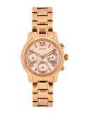 Buy Shop Guess Mini Sunrise Chronograph Quartz Rose Gold Dial Rose Gold Steel Strap Watch For Women - W0448L3 USA Online